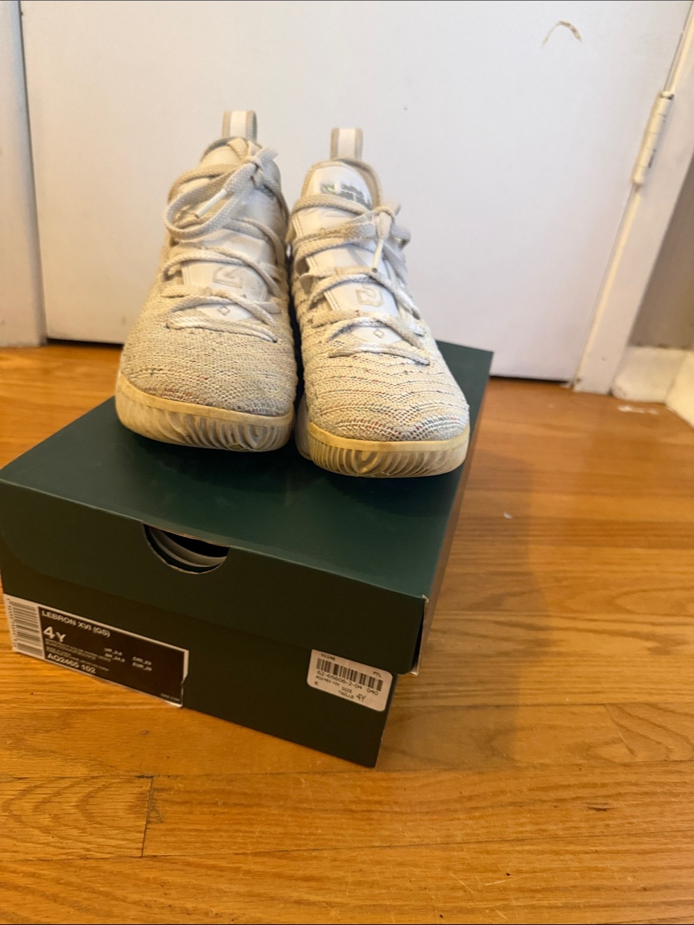 Nike Kids Knit Sneakers in Off-White and Light Tan Nike LeBron XVI